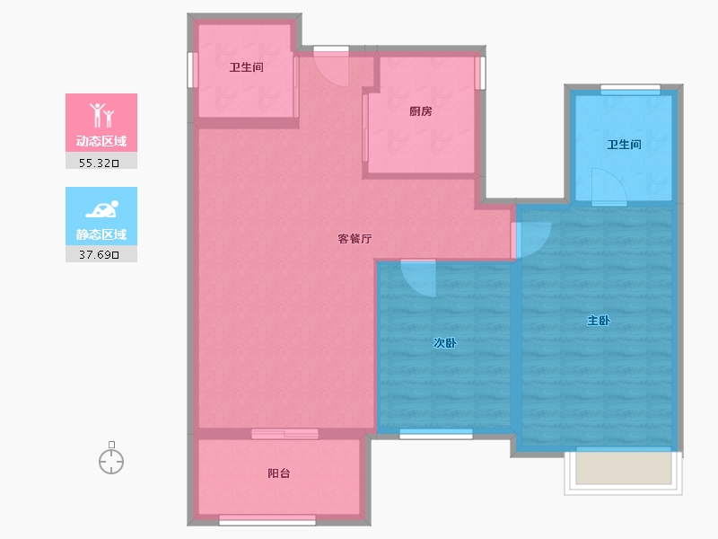 上海-上海市-新湖青蓝国际二期-84.00-户型库-动静分区