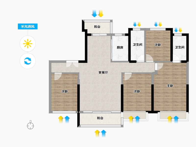 陕西省-西安市-上河雲璟-112.80-户型库-采光通风