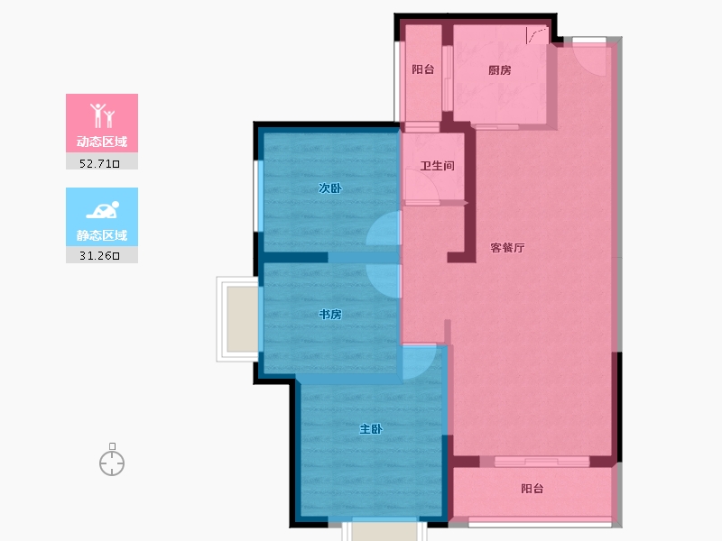 陕西省-西安市-隆源国际城C区-74.10-户型库-动静分区