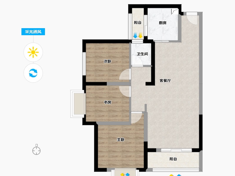 陕西省-西安市-隆源国际城C区-74.10-户型库-采光通风