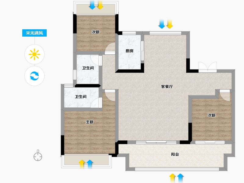 河南省-驻马店市-建业云筑-104.01-户型库-采光通风