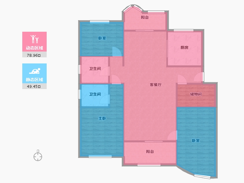 浙江省-杭州市-之江公寓-120.00-户型库-动静分区