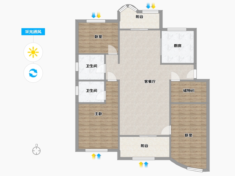 浙江省-杭州市-之江公寓-120.00-户型库-采光通风