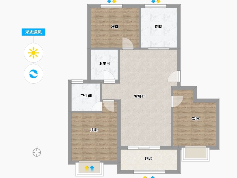 上海-上海市-首创禧瑞云启-81.48-户型库-采光通风