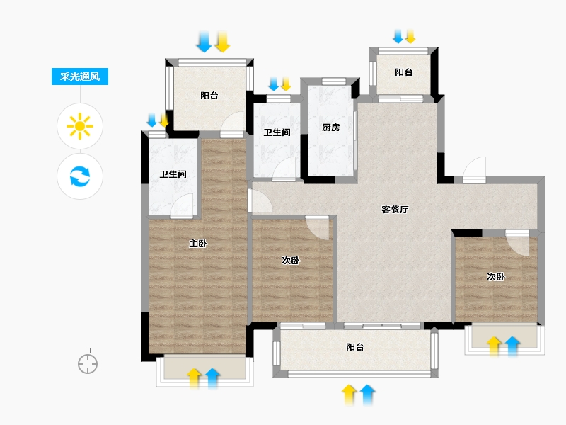 广西壮族自治区-柳州市-静兰湾御湖润府-98.75-户型库-采光通风