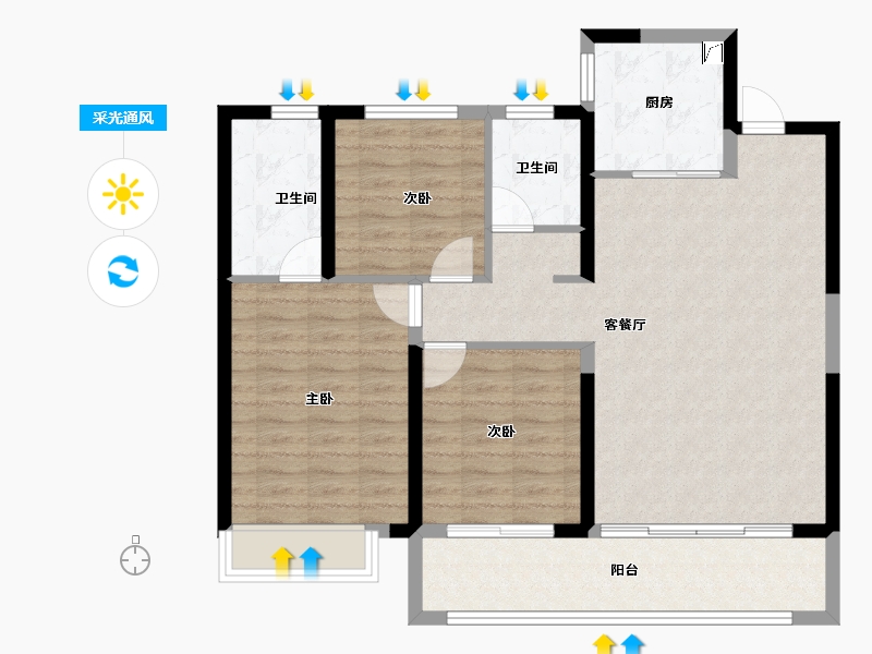 江苏省-南京市-金基雅玥-94.60-户型库-采光通风