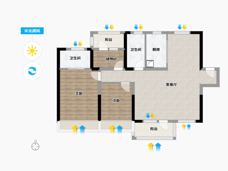 青海省-西宁市-绿地国际花都-100.00-户型库-采光通风