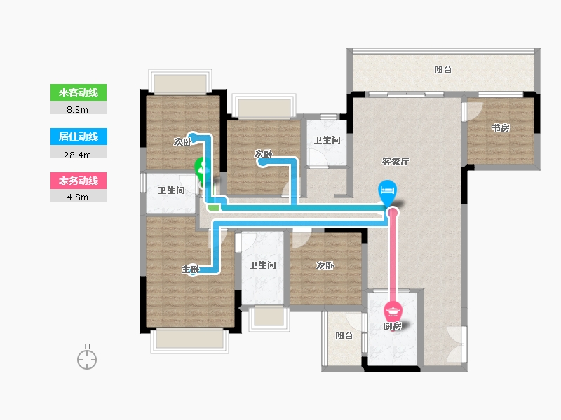 广西壮族自治区-南宁市-路桥融创茂-135.96-户型库-动静线