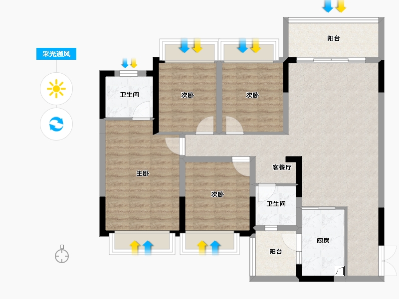 广西壮族自治区-南宁市-路桥融创茂-103.06-户型库-采光通风