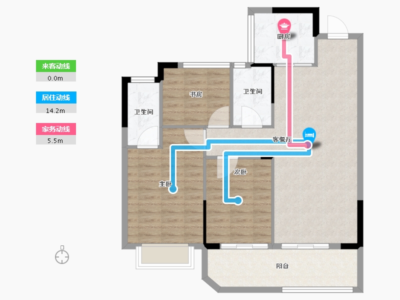 浙江省-宁波市-铁建明贤府-87.66-户型库-动静线