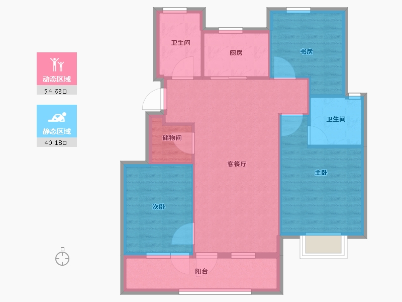 浙江省-宁波市-保利翡翠城市和光城樾二期-85.75-户型库-动静分区