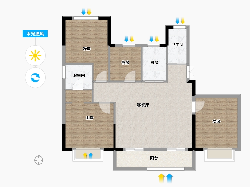 浙江省-宁波市-铁建明贤府-113.22-户型库-采光通风