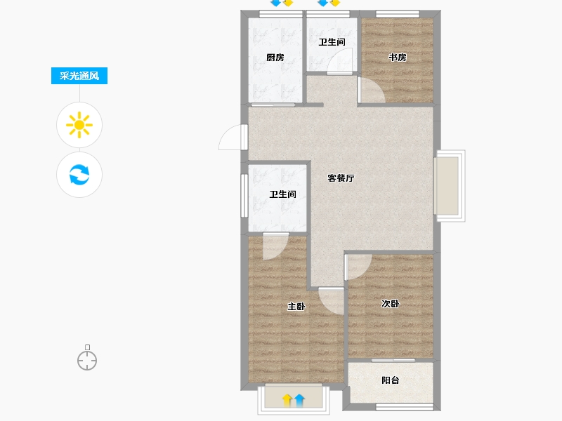 浙江省-宁波市-保利翡翠城市和光城樾二期-80.01-户型库-采光通风