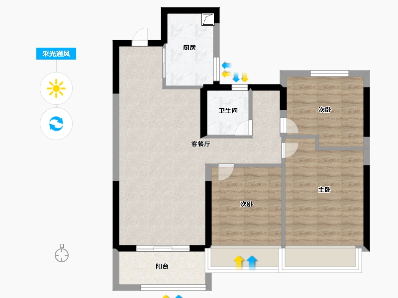 江苏省-南京市-金陵星图-70.99-户型库-采光通风