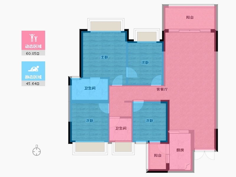 广西壮族自治区-南宁市-路桥融创茂-94.55-户型库-动静分区