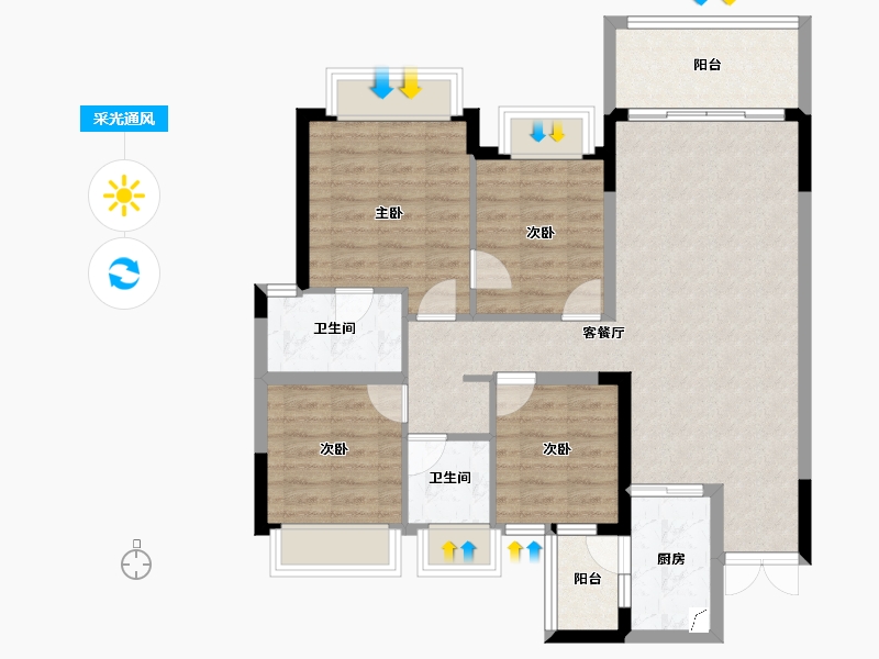 广西壮族自治区-南宁市-路桥融创茂-94.55-户型库-采光通风