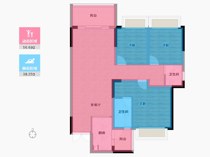 广西壮族自治区-南宁市-路桥融创茂-84.29-户型库-动静分区