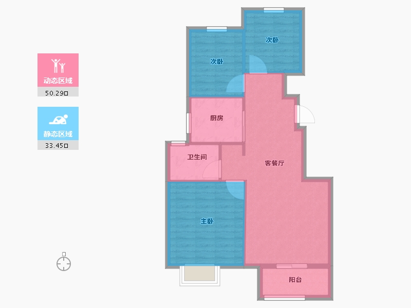 山西省-太原市-旭日梧桐苑-76.03-户型库-动静分区