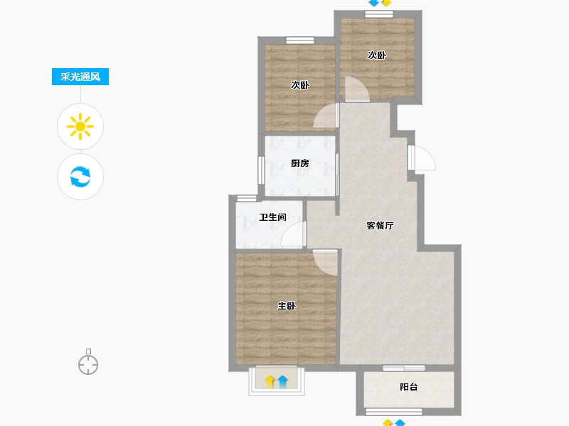 山西省-太原市-旭日梧桐苑-76.03-户型库-采光通风