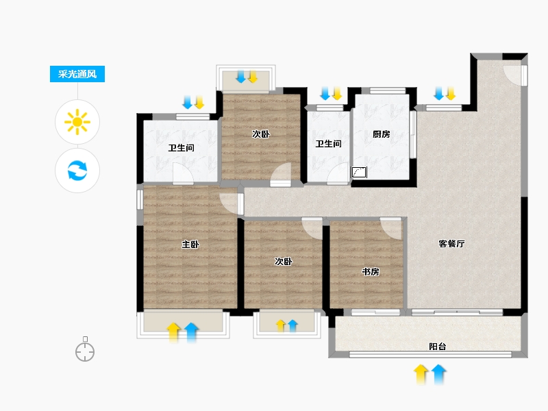 江苏省-南京市-越秀天萃-112.96-户型库-采光通风