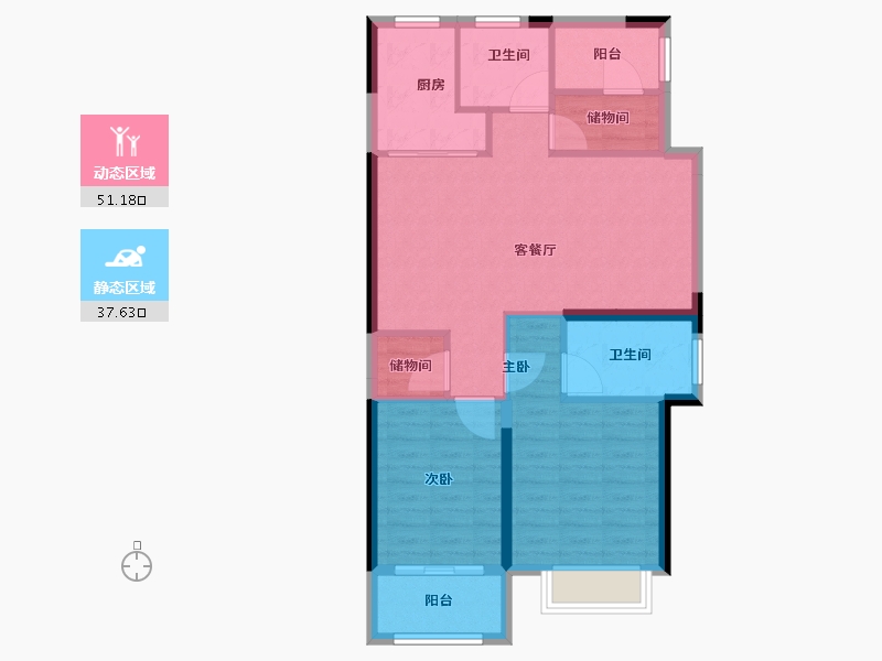 浙江省-宁波市-荣安林语秋月-79.74-户型库-动静分区