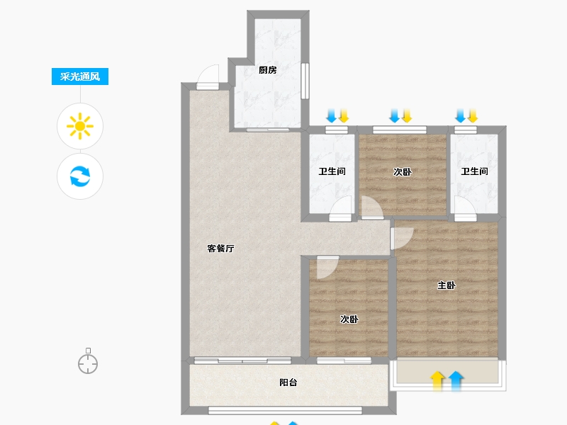 山东省-枣庄市-桂语风和-85.60-户型库-采光通风