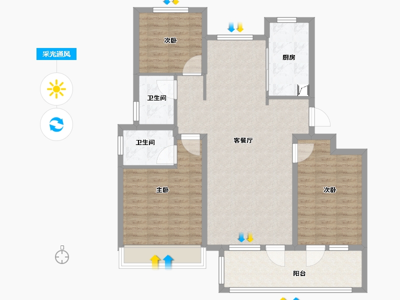 山东省-济南市-新派滨河湾-102.00-户型库-采光通风