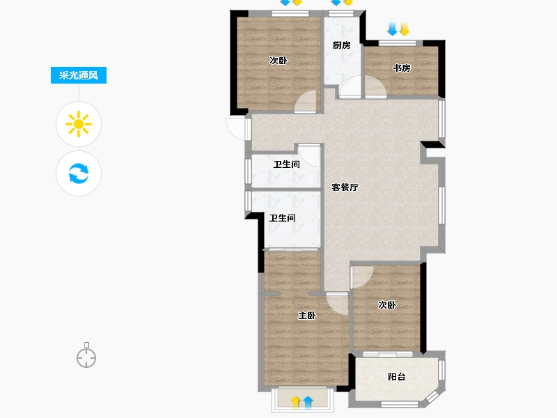 浙江省-宁波市-铁建明贤府-99.99-户型库-采光通风