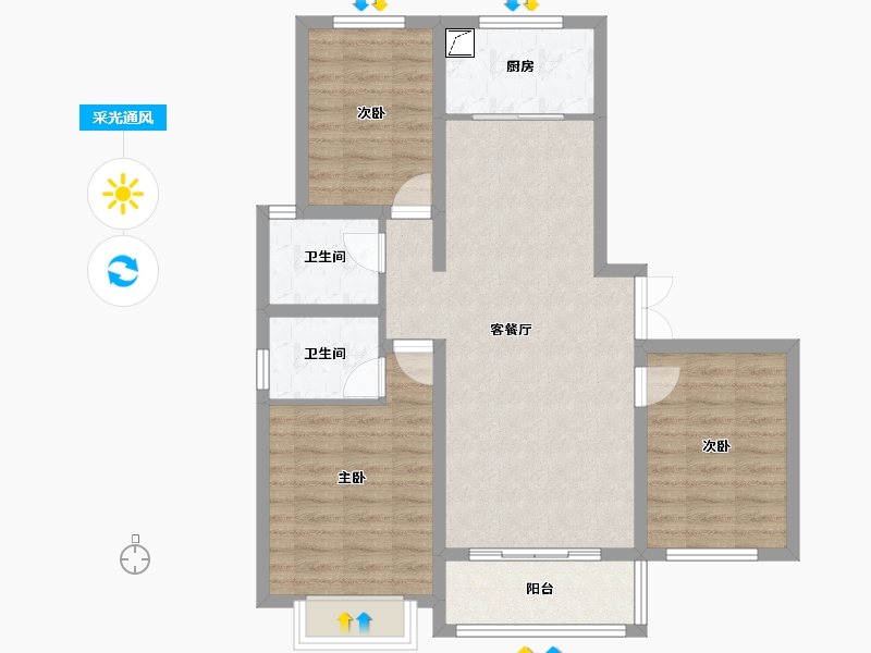 山西省-运城市-鑫东方绿城-97.00-户型库-采光通风