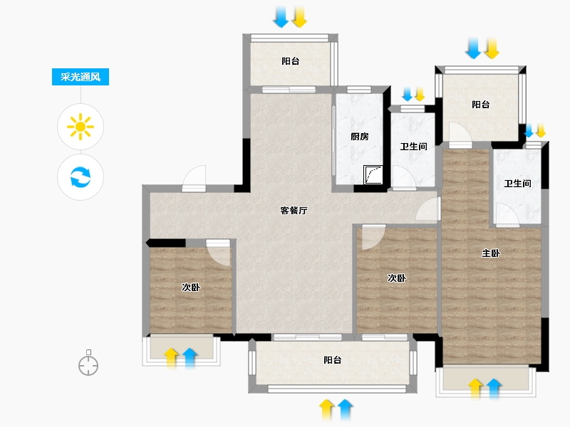 广西壮族自治区-柳州市-静兰湾御湖润府-102.80-户型库-采光通风