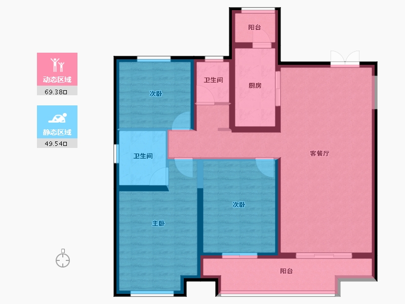 陕西省-西安市-上河雲璟-106.39-户型库-动静分区