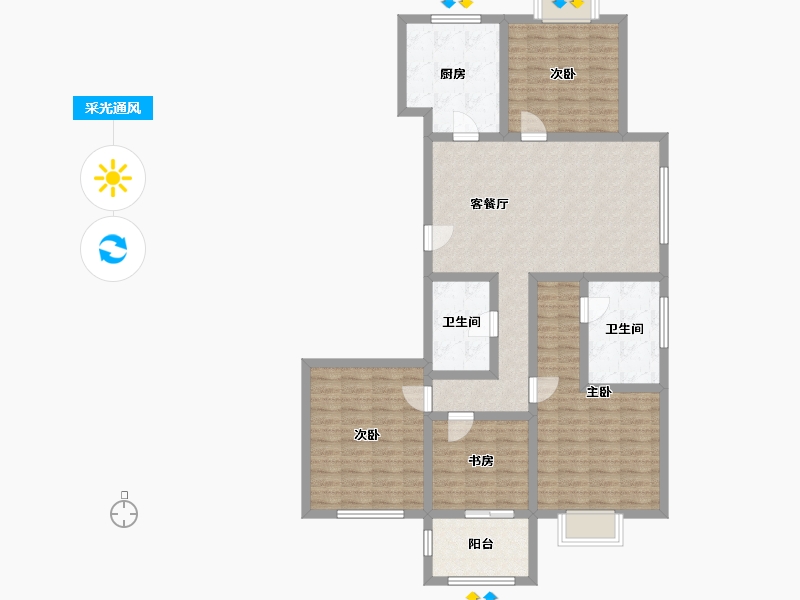 上海-上海市-新湖青蓝国际二期-115.90-户型库-采光通风