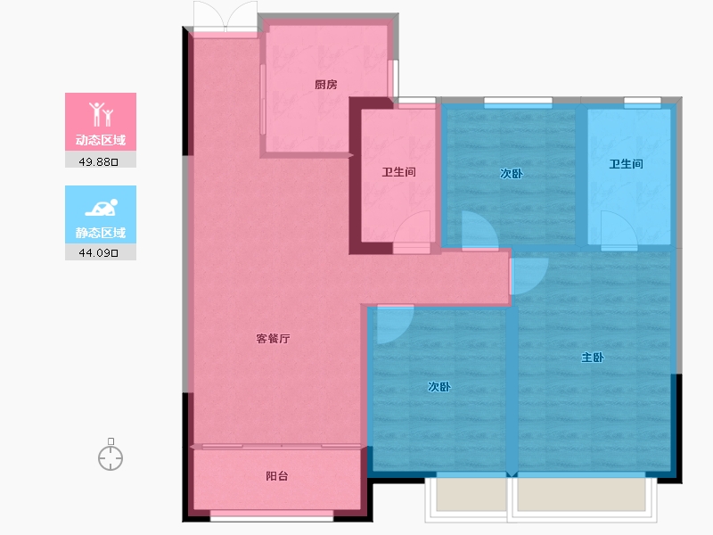 陕西省-西安市-盛唐长安-84.00-户型库-动静分区