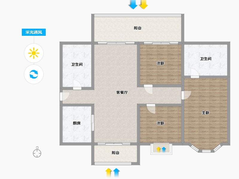 广东省-佛山市-碧桂园翡翠湾-155.30-户型库-采光通风