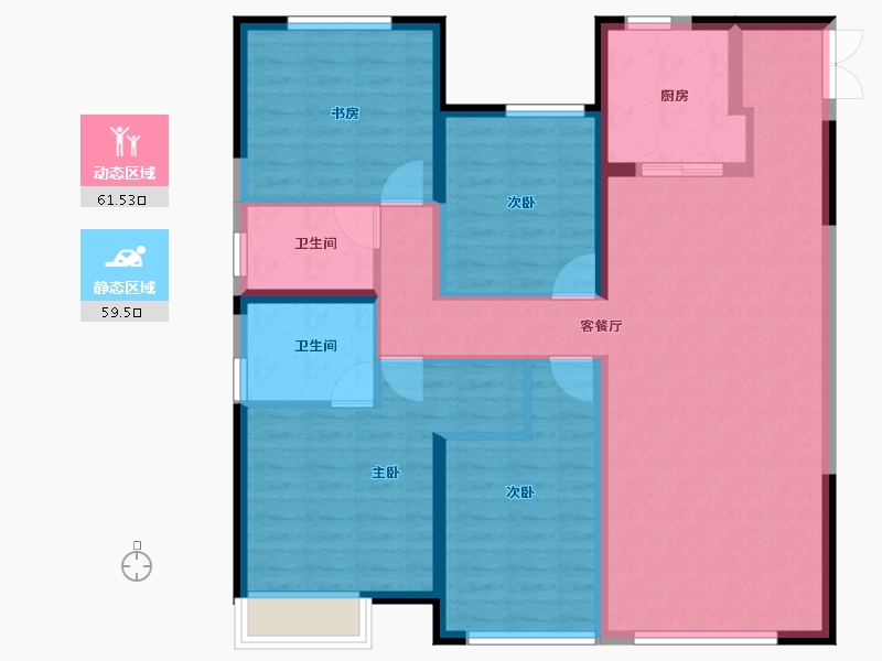 陕西省-西安市-盛唐长安-108.80-户型库-动静分区