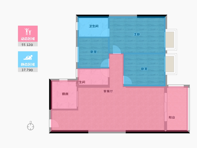 云南省-昆明市-美的云璟-84.00-户型库-动静分区