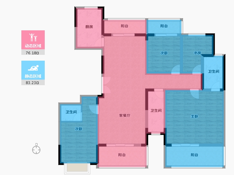 陕西省-西安市-黄金嘉境-141.80-户型库-动静分区