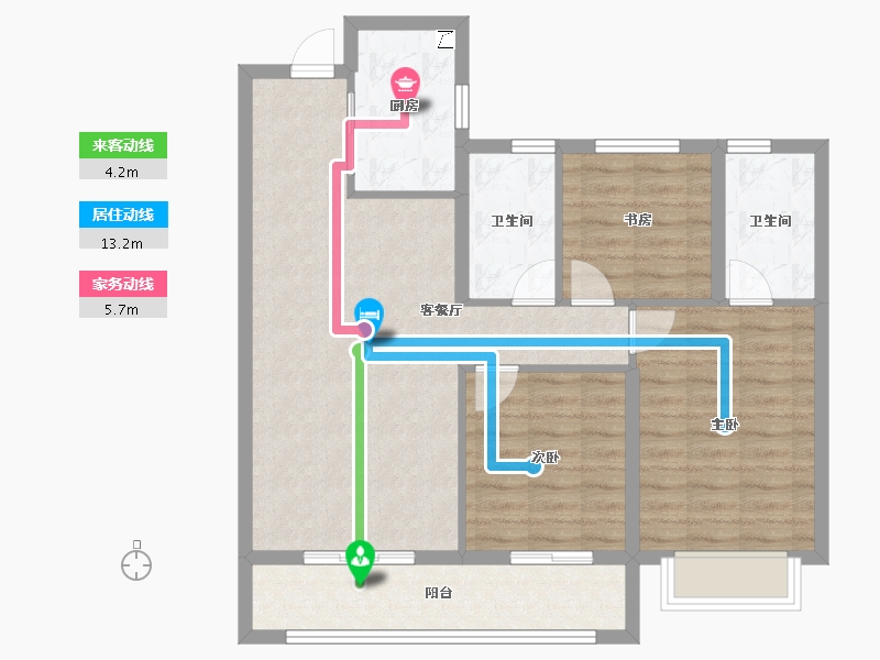 陕西省-西安市-泷悦长安-86.40-户型库-动静线