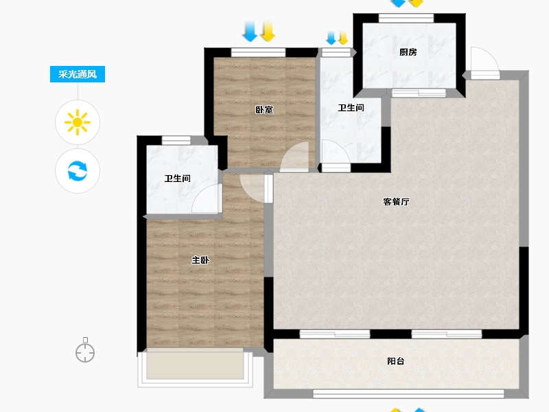 浙江省-丽水市-宸樾名邸-80.01-户型库-采光通风