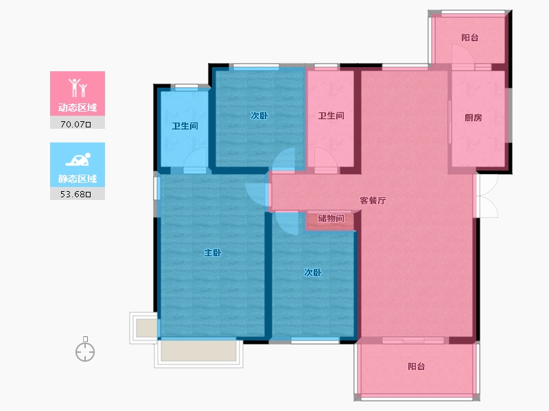 陕西省-西安市-黄金嘉境-111.20-户型库-动静分区