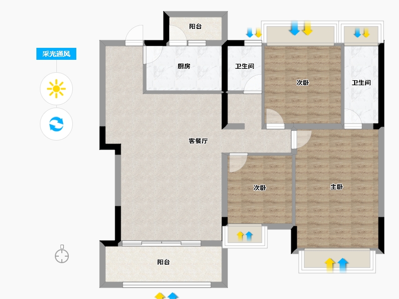 四川省-成都市-樾玺-103.69-户型库-采光通风