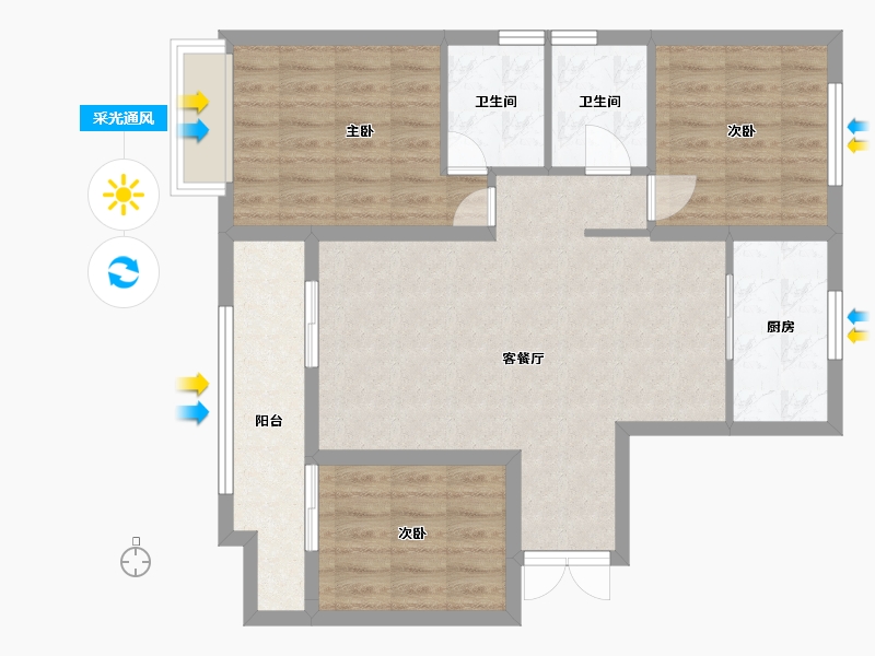 山东省-淄博市-花语江南-90.00-户型库-采光通风