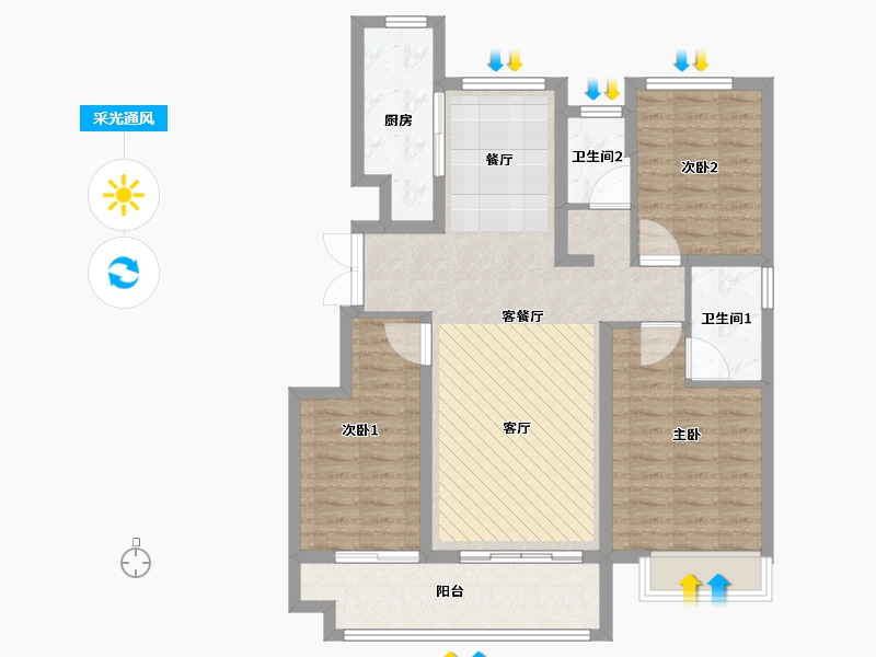 山东省-德州市-嘉泰世纪花城二期-95.20-户型库-采光通风