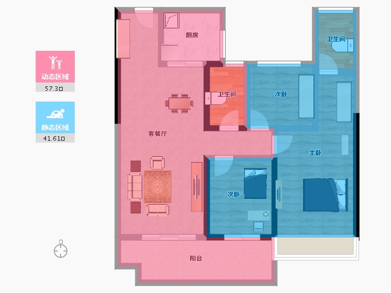 湖南省-长沙市-碧桂园智慧城市-86.90-户型库-动静分区