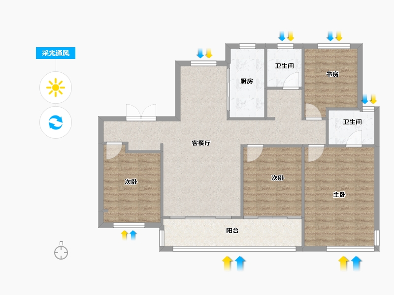 山东省-济南市-中电建国誉府-105.00-户型库-采光通风