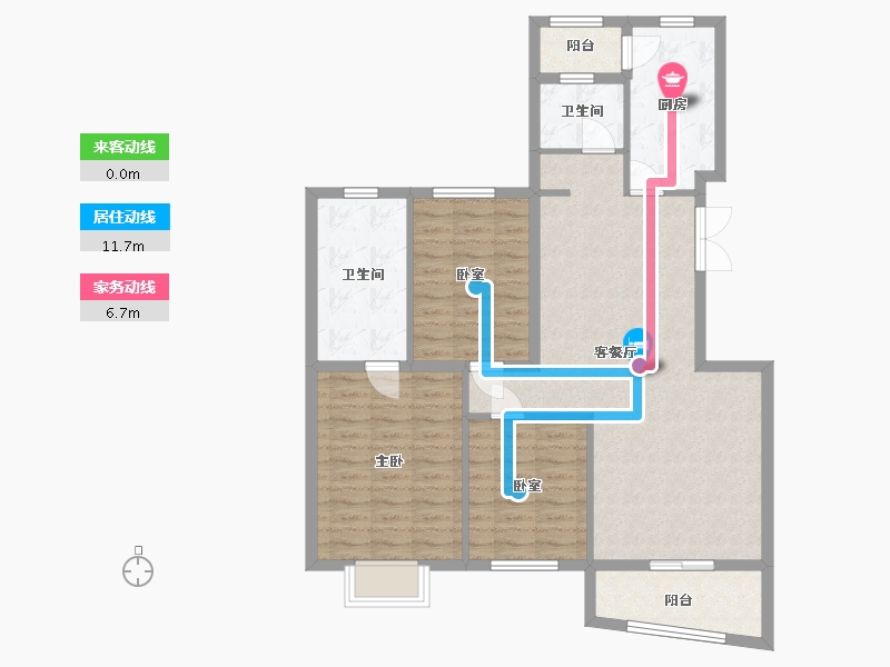 江苏省-苏州市-苏香名园-105.00-户型库-动静线