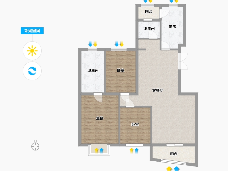 江苏省-苏州市-苏香名园-105.00-户型库-采光通风