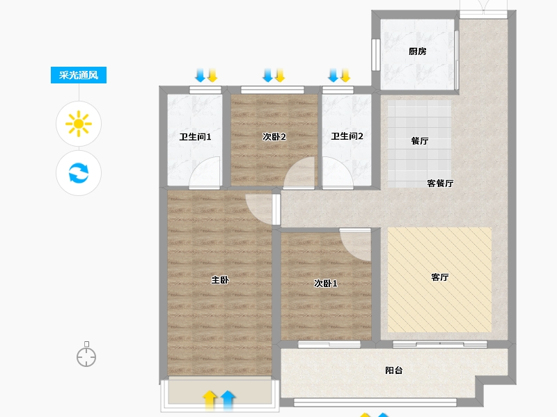 山东省-德州市-嘉泰世纪花城二期-94.40-户型库-采光通风