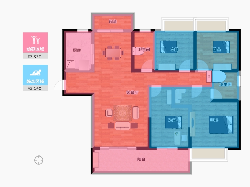 湖南省-长沙市-碧桂园智慧城市-101.90-户型库-动静分区