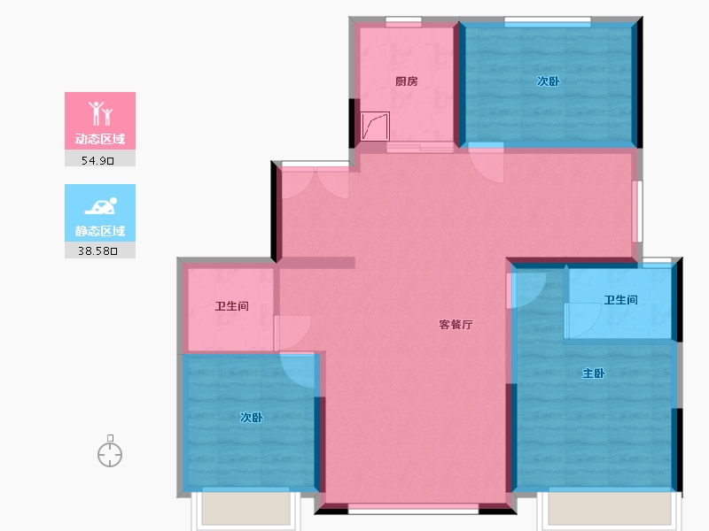 陕西省-西安市-鑫苑府-105.00-户型库-动静分区